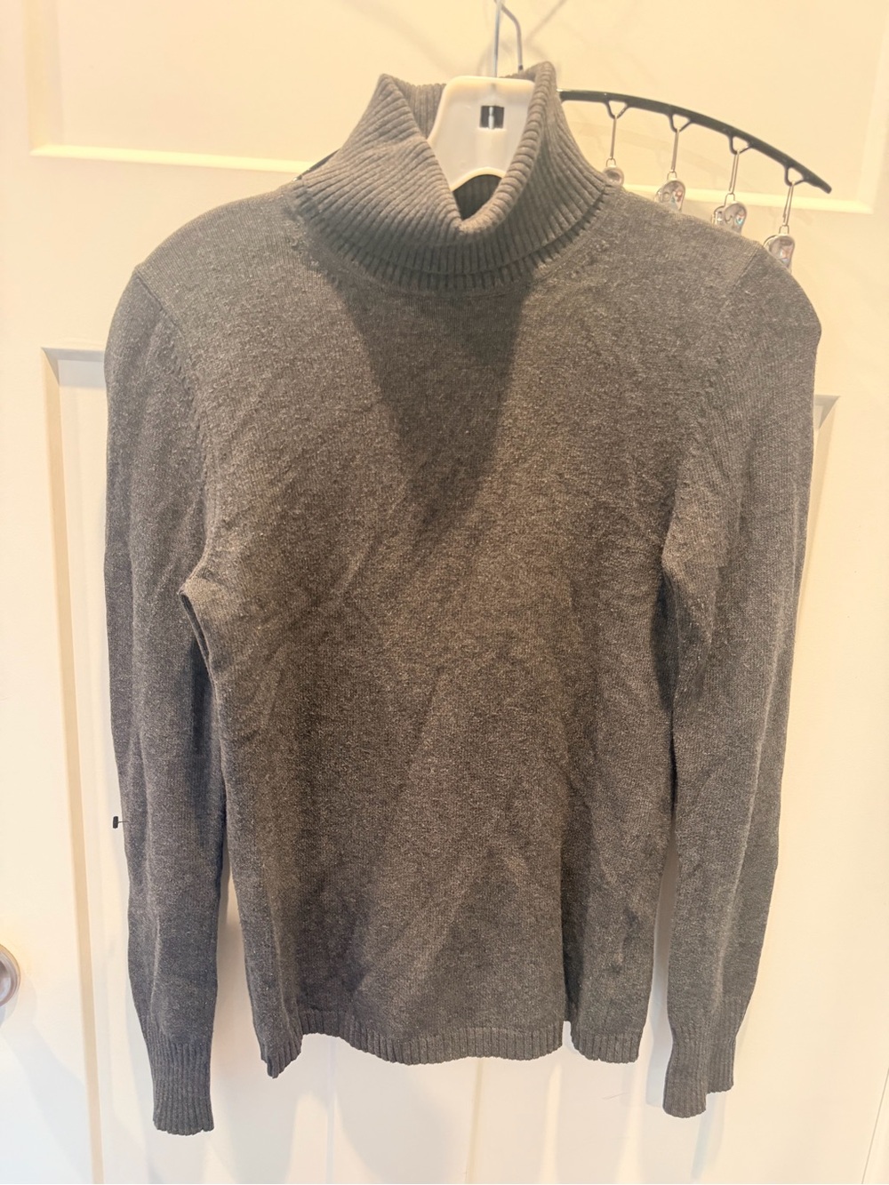 GAP Women’s Small Gray 100% Cotton Turtleneck Sweater Classic Ribbed Knit